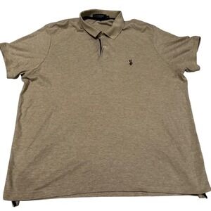 US Polo Assn Mens Taupe Heathered Short Sleeve Polo Shirt‎ Luxury Feel 2XL